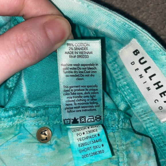 PacSun Bullhead 7” Low Rise Frayed Shorts Tie Dye Mint | Size 5 | - Picture 9 of 14